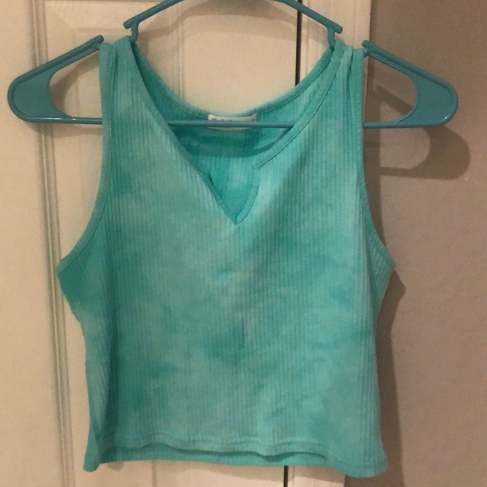 Teal cropped tank top